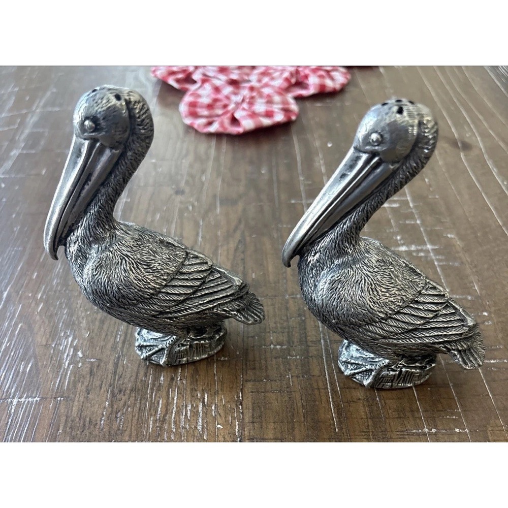 VAGABOND HOUSE PEWTER PELICANS SALT & PEPPER SET